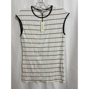 Women's Banana Republic White Black Striped Short Sleeve Tee M